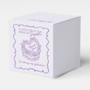 Caixinha De Lembrancinhas Arco Roxo Bolo Retro Coração Coquette Galentines