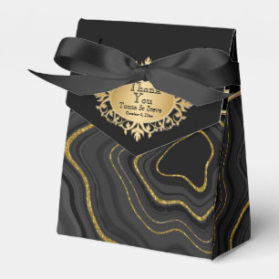 Caixinha De Lembrancinhas Árgula Elegante com Preto e Dourado