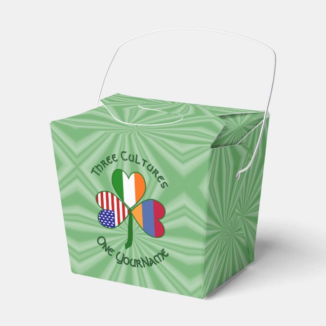 Caixinha De Lembrancinhas Armênio Irish American Flagers Shamrock Personaliz (Frente)