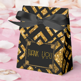 Caixinha De Lembrancinhas Art Deco Black and Dourado Weding Tent Favor Box