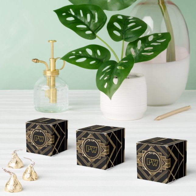 Caixinha De Lembrancinhas Art Deco Gatsby Monograma Design Boxes (Múltiplo)