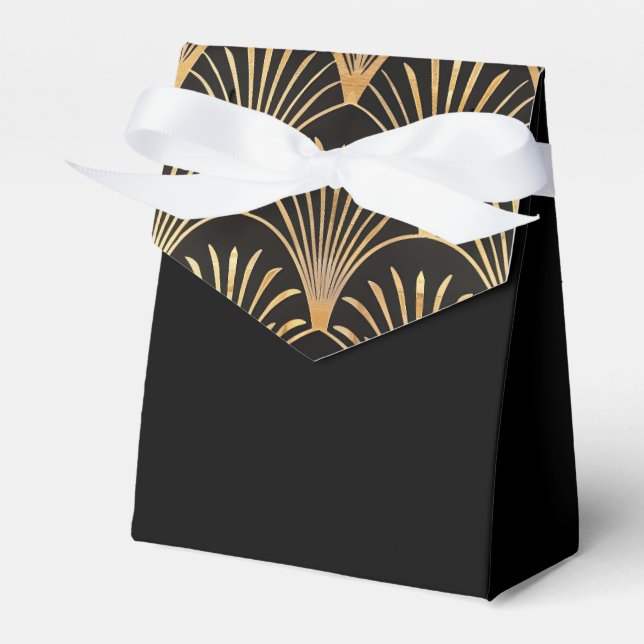 Caixinha De Lembrancinhas Art Deco Preto e Dourado (Frente)