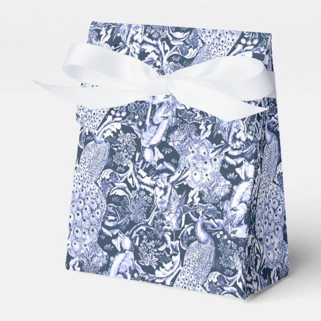 Caixinha De Lembrancinhas Art Nouveau Peacock Impressão, Marinho e Branco (Frente)