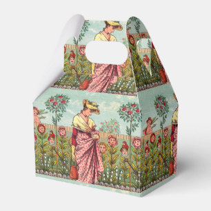 Caixinha De Lembrancinhas Arte Antigo Jardim Crescer Flor Mulher