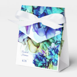 Caixinha De Lembrancinhas Arte Etéreo Azul e Turquesa Moderno Abstrato 