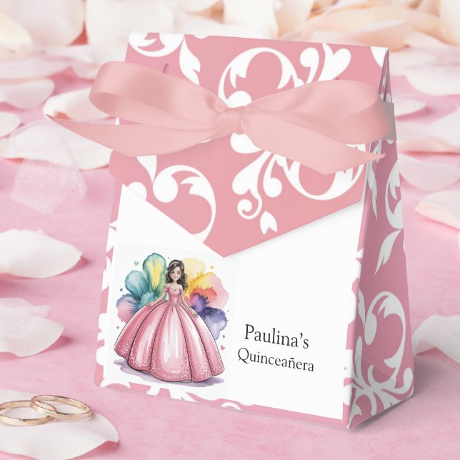 Caixinha De Lembrancinhas Arte Rosa Quinceañera Ball (Casamento)