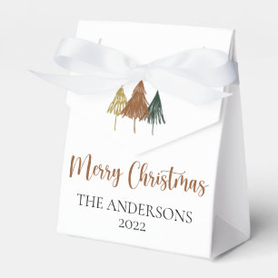 Caixinha De Lembrancinhas Árvore de Natal Moderna Minimalista de Aquarela