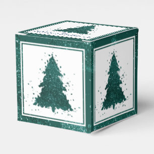 Caixinha De Lembrancinhas Árvore de Natal Moody Verde-Teal-Meia-Noite Escu