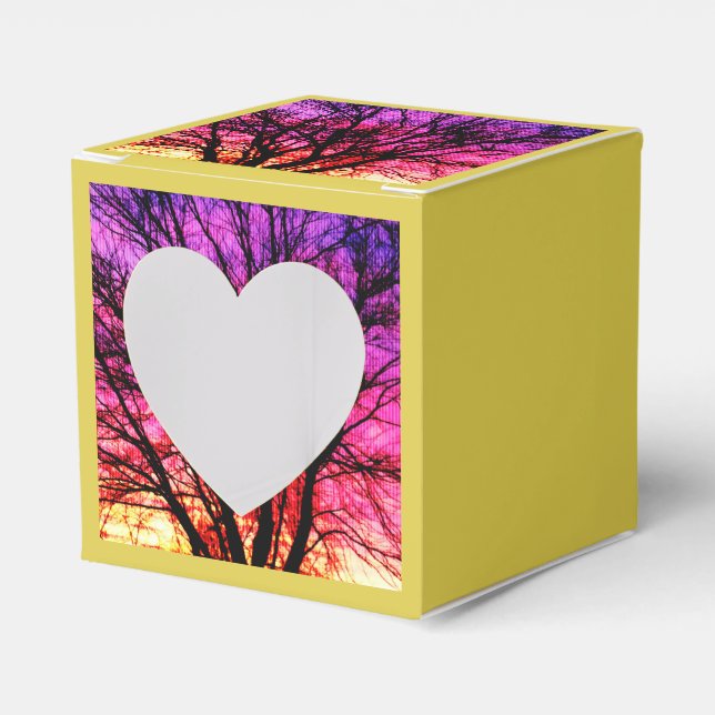 Caixinha De Lembrancinhas Árvore sunset de inverno - Amarelo (Frente)