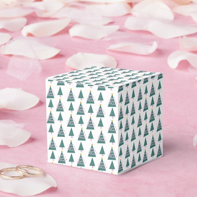 Caixinha De Lembrancinhas Árvores Fofas Rabiscos Rosa Verde (Casamento)