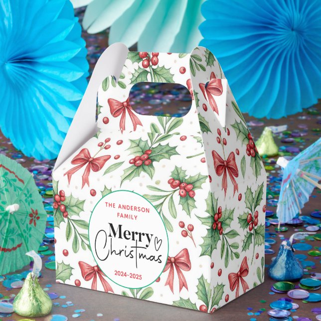 Caixinha De Lembrancinhas Assunto: Grama Verde de Aquarela - Festa de Natal  (Festa)