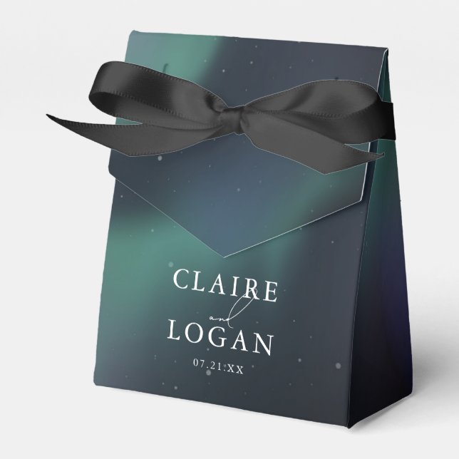 Caixinha De Lembrancinhas Aurora Northern Lights Wedding (Frente)