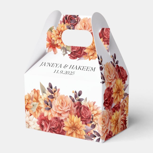 Caixinha De Lembrancinhas Autumn Floral Wedding (Frente)