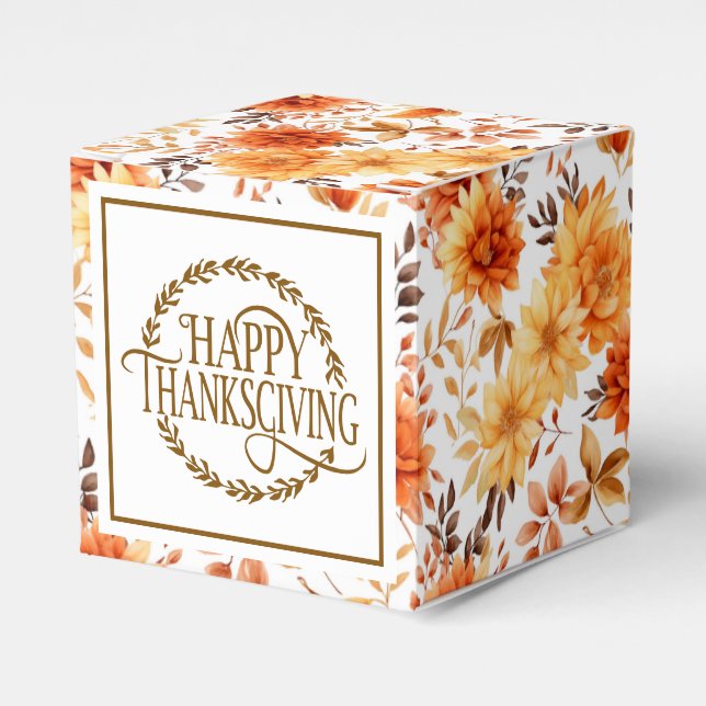 Caixinha De Lembrancinhas Autumn Flowers Favor Gift Box (Frente)
