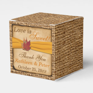 Caixinha De Lembrancinhas Autumn Leaves, FAUX Burlap Favbox - Dourado Amarel