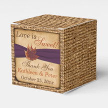Autumn Leaves, FAUX Burlap Favbox - Roxo