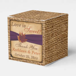 Caixinha De Lembrancinhas Autumn Leaves, FAUX Burlap Favbox - Roxo