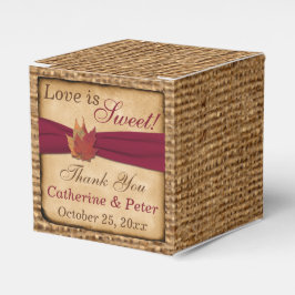 Caixinha De Lembrancinhas Autumn Leaves, FAUX Burlap Favbox - Vermelho