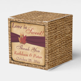Caixinha De Lembrancinhas Autumn Leaves, FAUX Burlap Favbox - Vinho