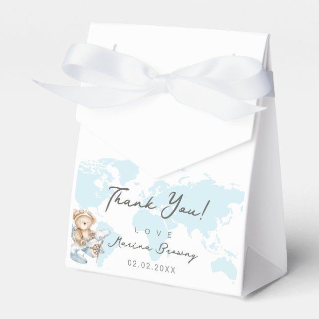 Caixinha De Lembrancinhas Aventura aguarda, ursinho voador bonito (Frente)