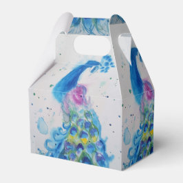 Caixinha De Lembrancinhas Aves Aquáticas Peacock Elegante Marinho Azul