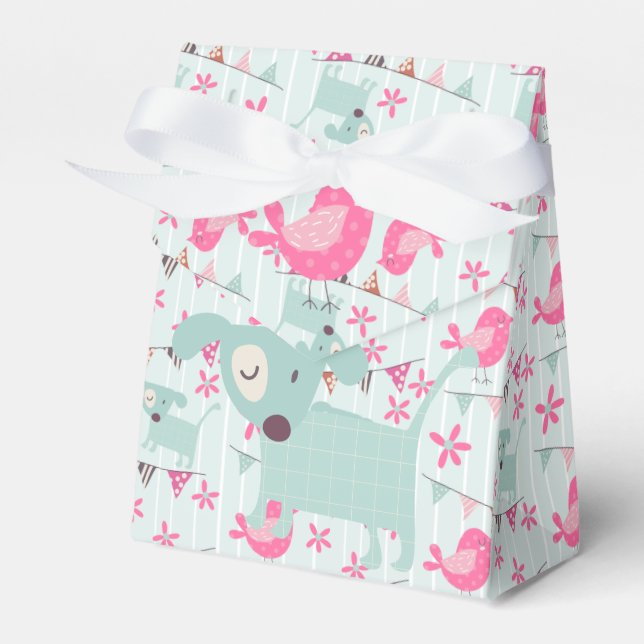 Caixinha De Lembrancinhas Aves, Cães, Bandeiras, Flores (Frente)