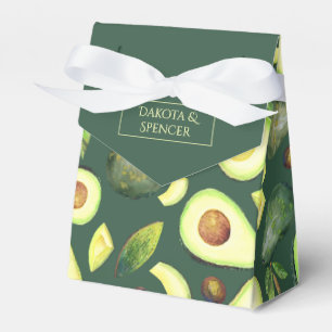 Caixinha De Lembrancinhas Avocado Blossoms Padrão de Fruta Verde Escuro