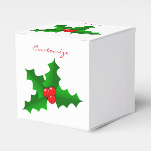 Caixinha De Lembrancinhas Azevinho verde e vermelho Thunder_Cove do Natal