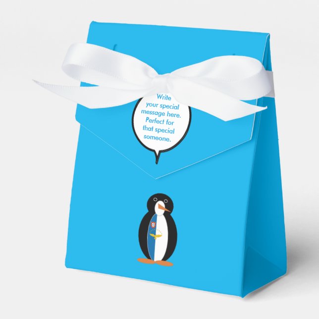 Caixinha De Lembrancinhas Azorean Talking Ms Penguin Personalizada (Frente)