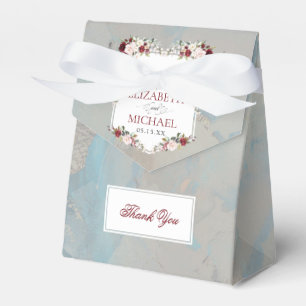 Caixinha De Lembrancinhas Azul-Borgonha-Blush Floral