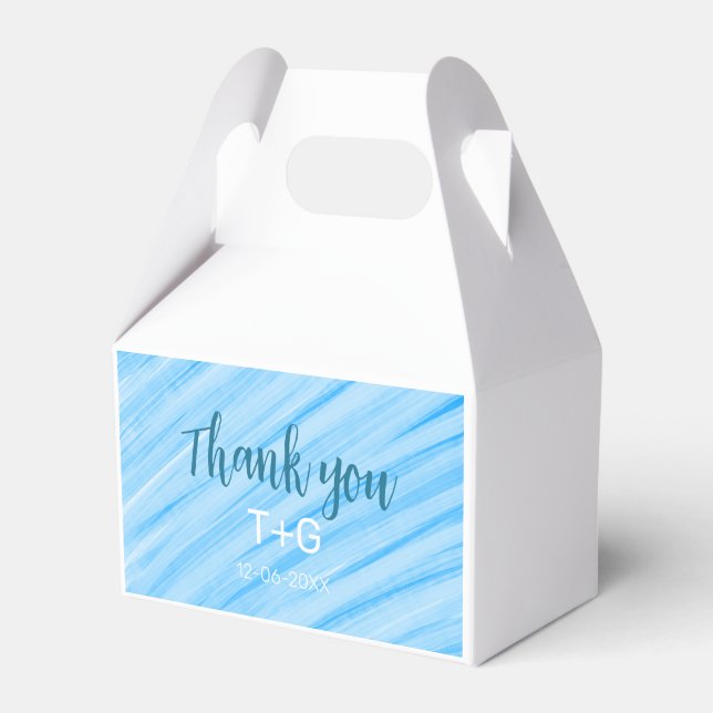 Caixinha De Lembrancinhas Azul celeste obrigado adicionar nome do casal data (Frente)