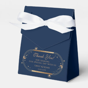 Caixinha De Lembrancinhas Azul Celestial Dourado Sol Lua Estrelas Casamento