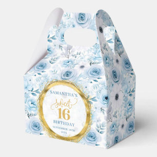 Caixinha De Lembrancinhas Azul-claro personalizado Doce 16 Glitter Dourado