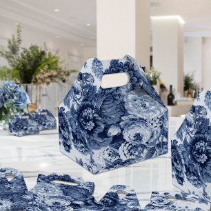 Caixinha De Lembrancinhas Azul de índigo Toile floral No.3