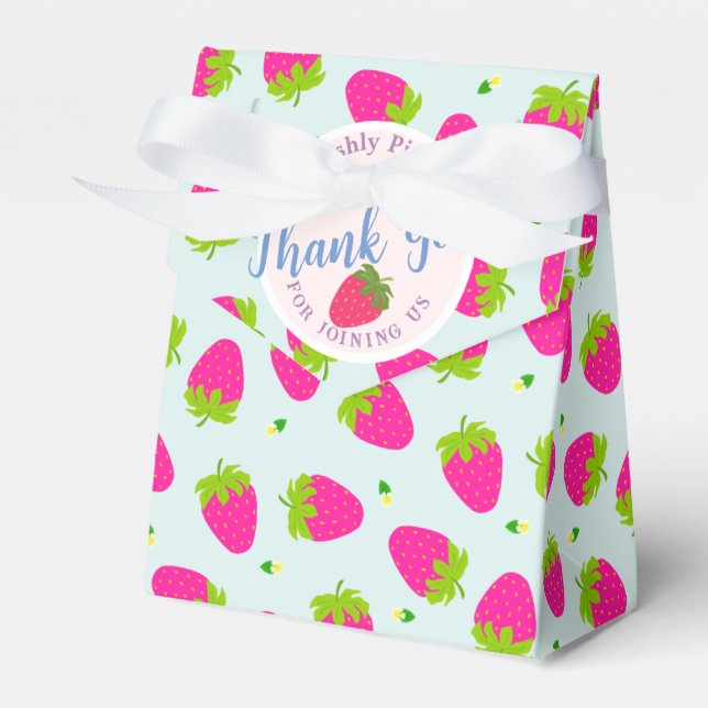 Caixinha De Lembrancinhas Azul de Morango (Frente)