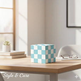 Caixinha De Lembrancinhas Azul de Ovo de Robin com Padrão Quadrado Branco Cl