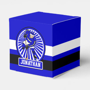 Caixinha De Lembrancinhas Azul do jogador de hóquei no gelo personalizado