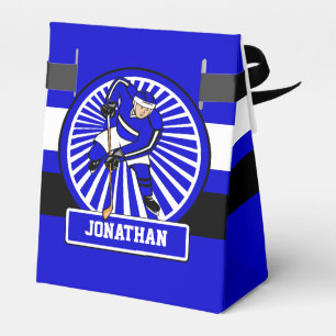 Caixinha De Lembrancinhas Azul do jogador personalizado de hóquei no gelo