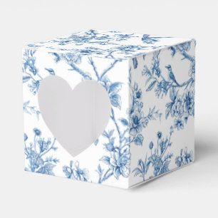 Caixinha De Lembrancinhas Azul e Branco Chinoiserie Floral Aves