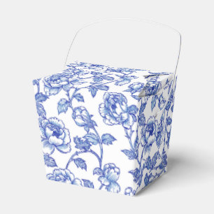 Caixinha De Lembrancinhas Azul e Branco Chinoiserie Floral Flores