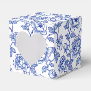 Caixinha De Lembrancinhas Azul e Branco Chinoiserie Floral Flores