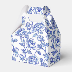 Caixinha De Lembrancinhas Azul e Branco Chinoiserie Floral Flores