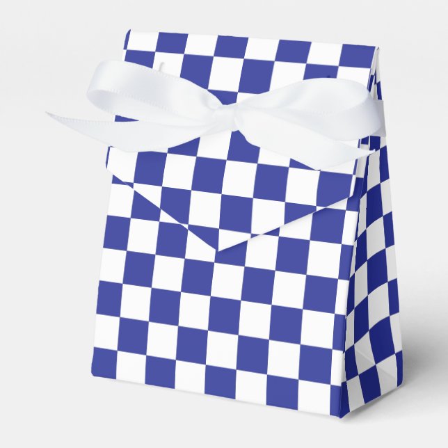 Caixinha De Lembrancinhas Azul e branco verificados (Frente)
