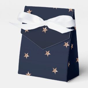 Caixinha De Lembrancinhas Azul Escuro & Dourado Rosa Brilho Estrelas Estrela