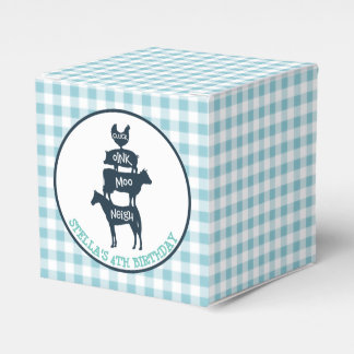 Caixinha De Lembrancinhas Azul Gingham - Tema de Fazenda - Aniversário
