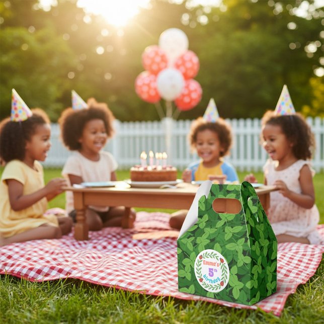 Caixinha De Lembrancinhas Azul personalizado bonito - 5 Folybug e Folha - An (Criador carregado)