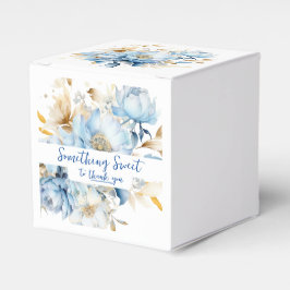 Caixinha De Lembrancinhas Azul Poeirento Floral Dourado