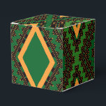 Caixinha De Lembrancinhas Azul Pop verde, preto e amarelo<br><div class="desc">Afro Pop remistura padrões e impressões africanos tradicionais para uma nova aparência gráfica única. Esse design geométrico apresenta uma cor verde-base,  complementada por sotaques em preto e amarelo-alaranjados.</div>