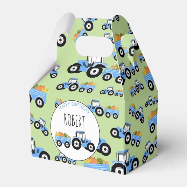 Caixinha De Lembrancinhas Azul-Trator Fazenda de Caminhão (Frente)