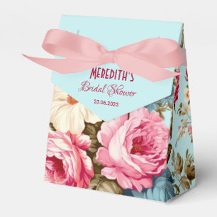 Caixinha De Lembrancinhas Azul Vintage Rosa Floral Jardim 